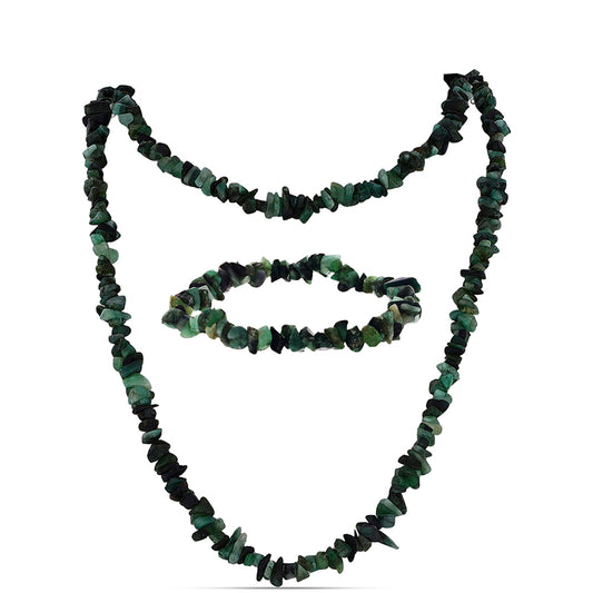 Set din Pepită ( 43.42 grame ) cu Smarald Brazilian 217.08 Carate ( Colier+Brățară )