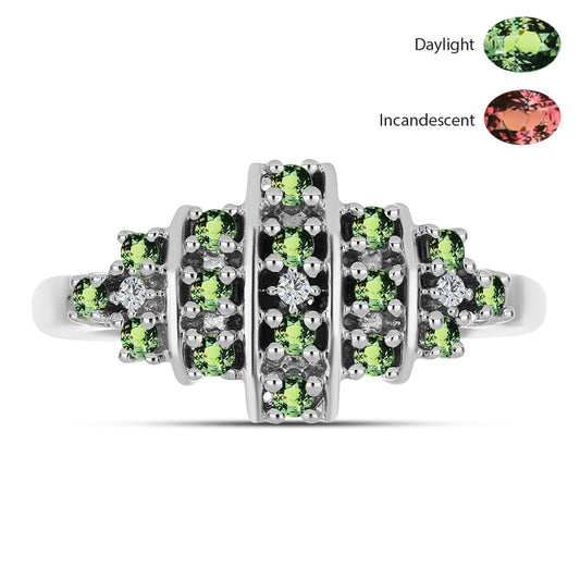 Inel din Argint 925 ( 3.33 grame ) cu Alexandrit Natural și Topaz Alb 0.41 Carate