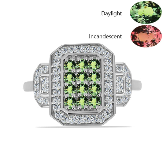 Inel din Argint 925 ( 3.42 grame ) cu Alexandrit Natural și Topaz Alb 0.91 Carate