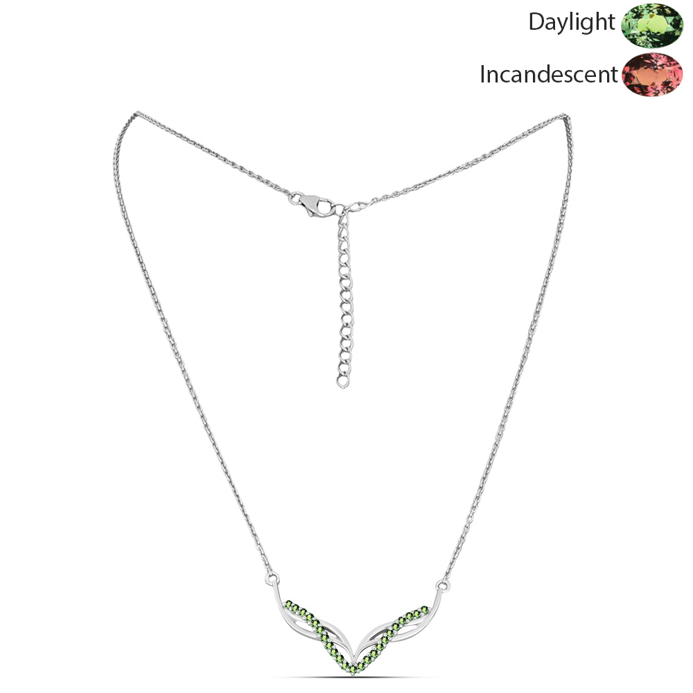 Colier din Argint 925 ( 4.35 grame ) cu Alexandrit Natural 0.45 Carate 1 