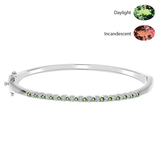 Brățară din Argint 925 ( 17.84 grame ) cu Alexandrit Natural și Topaz Alb 0.79 Carate