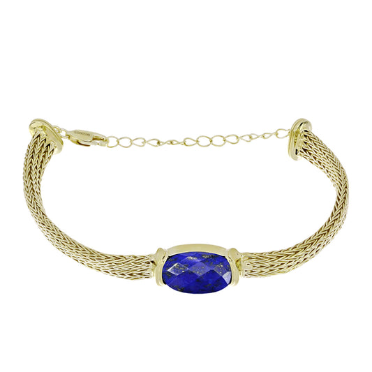 Brățară din Argint 925 Placat cu Aur ( 11.54 grame ) cu Lapis Lazuli 6.37 Carate