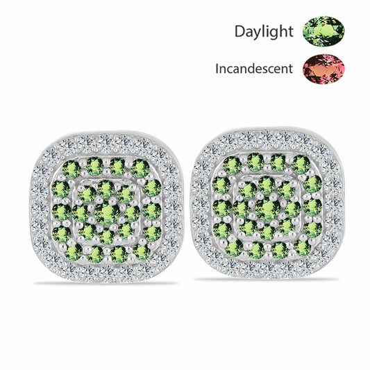 Cercei din Argint 925 ( 4.4 grame ) cu Alexandrit Natural și Topaz Alb 1.43 Carate