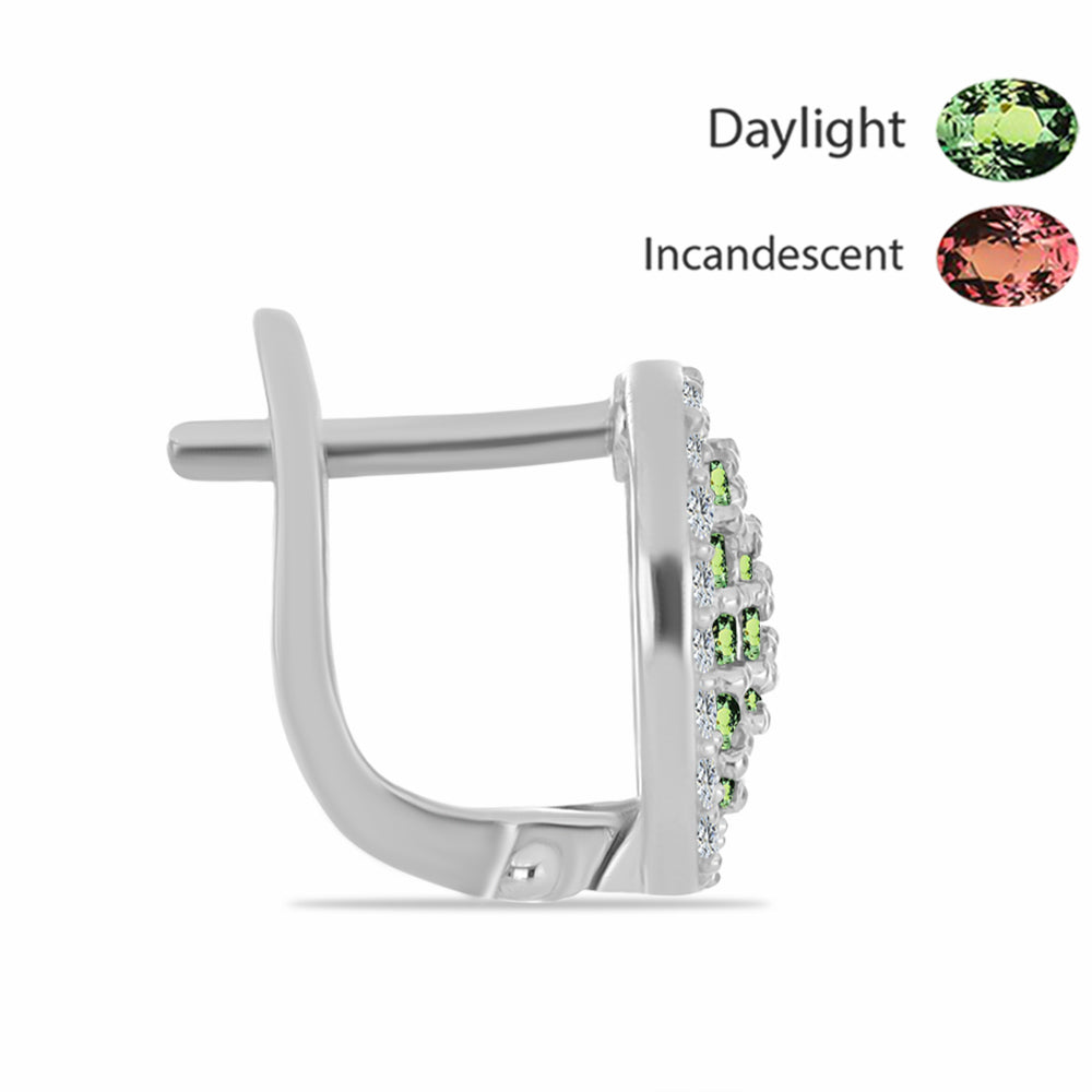 Cercei din Argint 925 ( 4.4 grame ) cu Alexandrit Natural și Topaz Alb 1.43 Carate