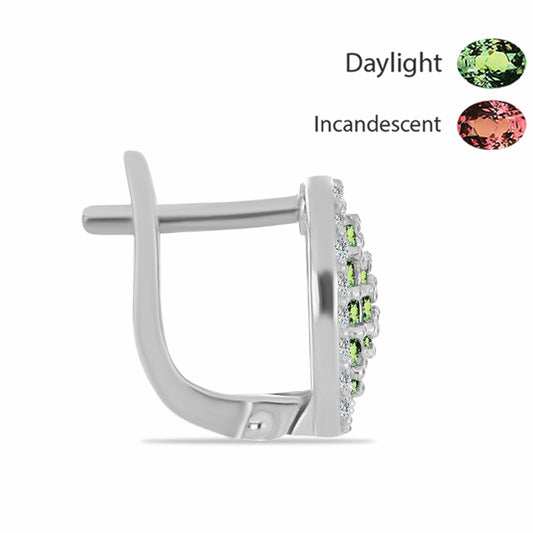 Cercei din Argint 925 ( 4.4 grame ) cu Alexandrit Natural și Topaz Alb 1.43 Carate