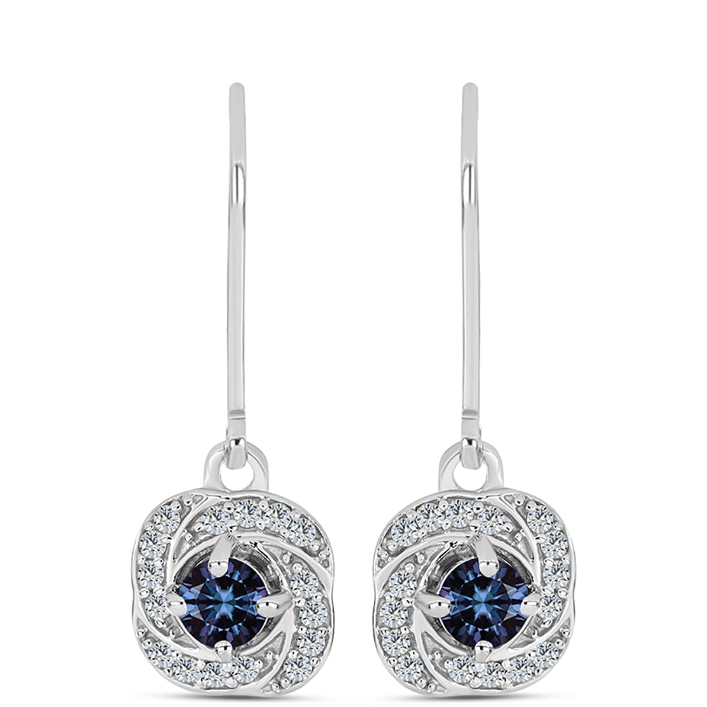 Cercei din Argint 925 ( 2.92 grame ) cu Moissanite Violet Imperial și Topaz Alb 0.78 Carate
