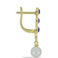 Cercei din Argint 925 Placat cu Aur ( 2.96 grame ) cu Lapis Lazuli și Perlă de Apă Dulce Albă 3.85 Carate