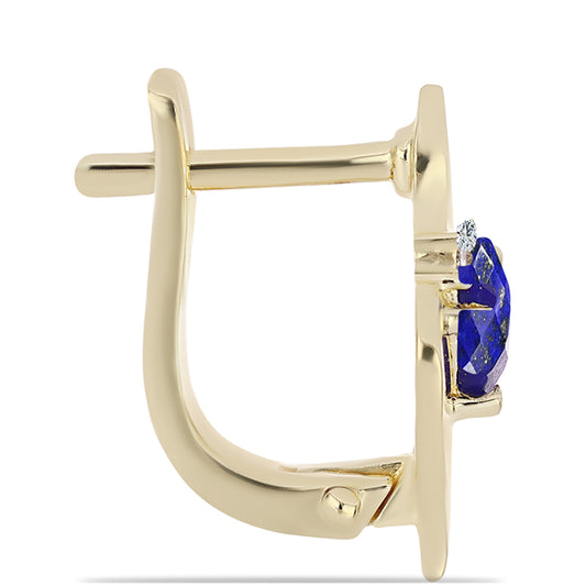 Cercei din Argint 925 Placat cu Aur ( 2.93 grame ) cu Lapis Lazuli și Topaz Alb 0.5 Carate