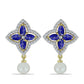 Cercei din Argint 925 Placat cu Aur ( 5.26 grame ) cu Lapis Lazuli și Perlă de Apă Dulce Albă 5.63 Carate