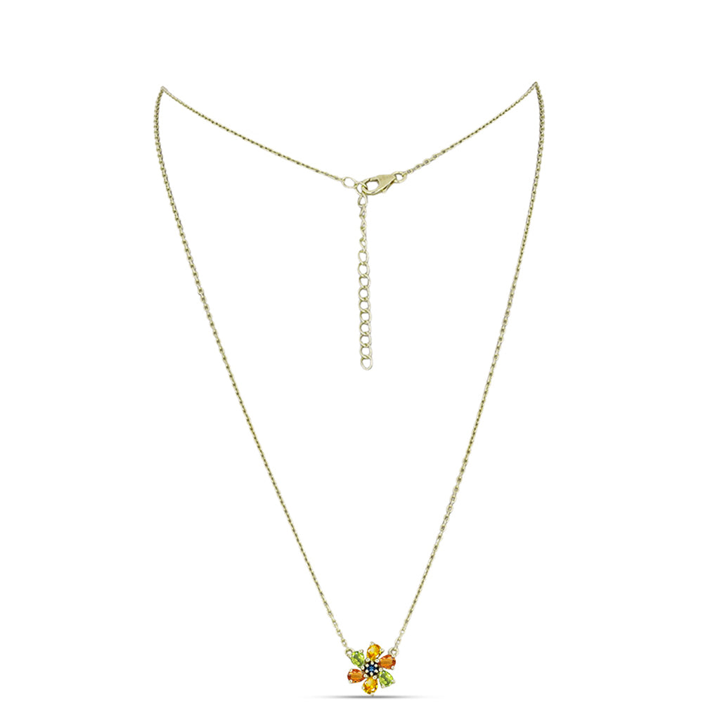 Colier din Argint 925 Placat cu Aur ( 3.47 grame ) cu Safir Curcubeu 1.16 Carate 1 