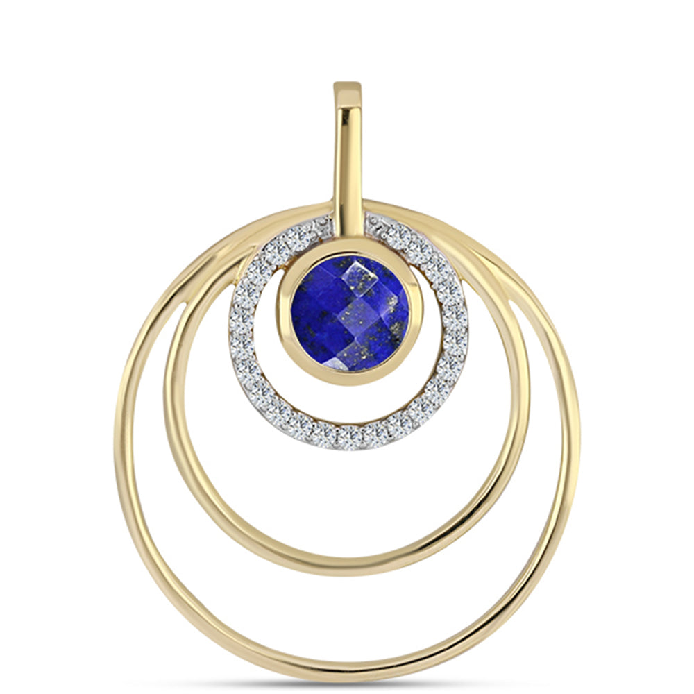 Pandantiv din Argint 925 Placat cu Aur ( 3.69 grame ) cu Lapis Lazuli și Topaz Alb 1.2 Carate 1 