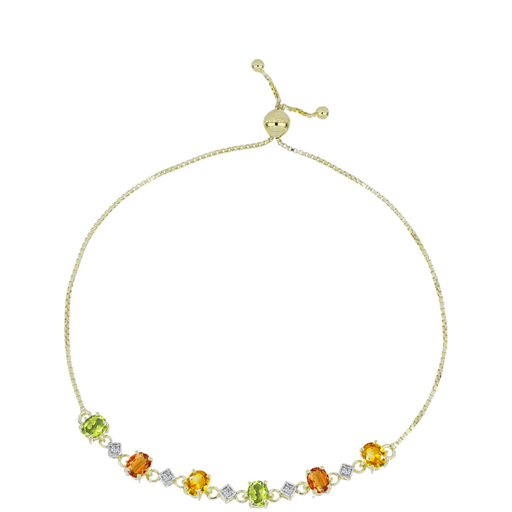 Brățară din Argint 925 Placat cu Aur ( 4.02 grame ) cu Safir Curcubeu și Topaz Alb 3.02 Carate