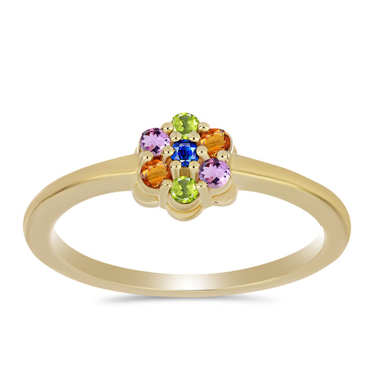 Inel din Argint 925 Placat cu Aur ( 2.07 grame ) cu Safir Curcubeu 0.29 Carate