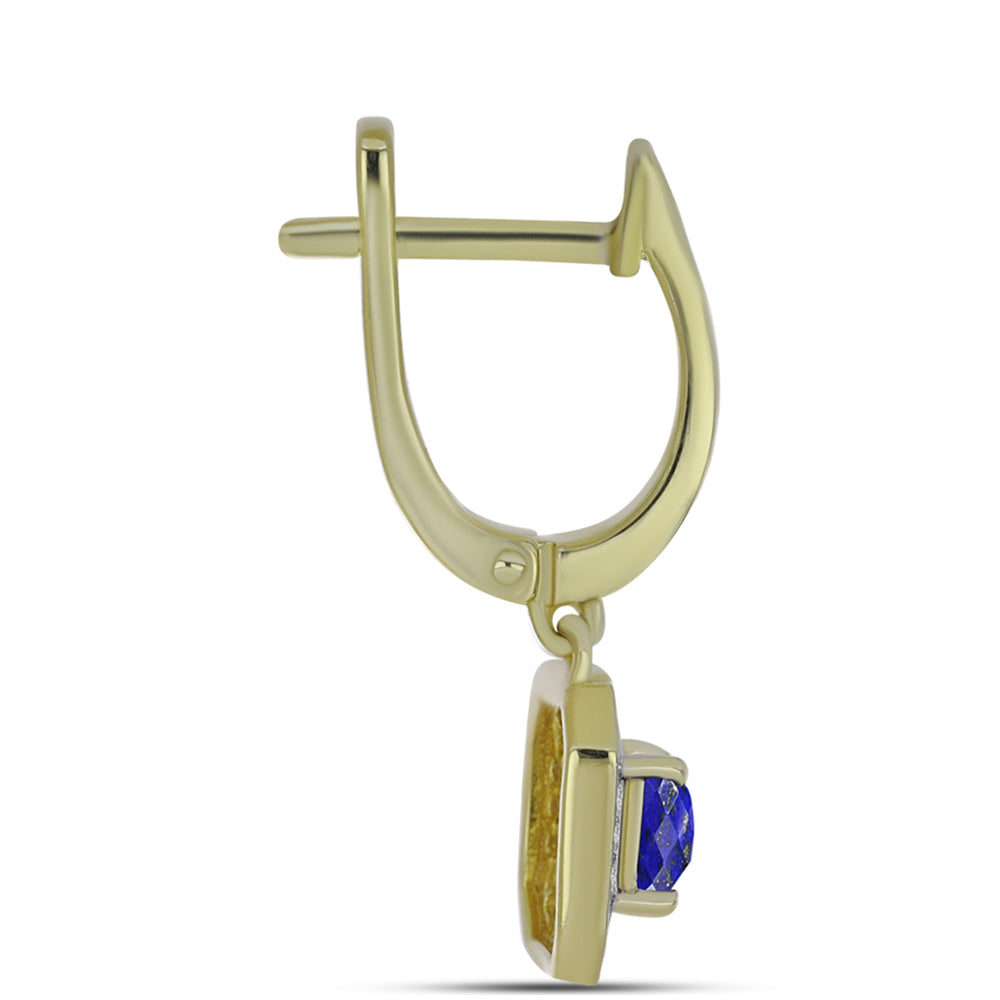 Cercei din Argint 925 Placat cu Aur ( 3.74 grame ) cu Lapis Lazuli și Topaz Alb 0.97 Carate 2 