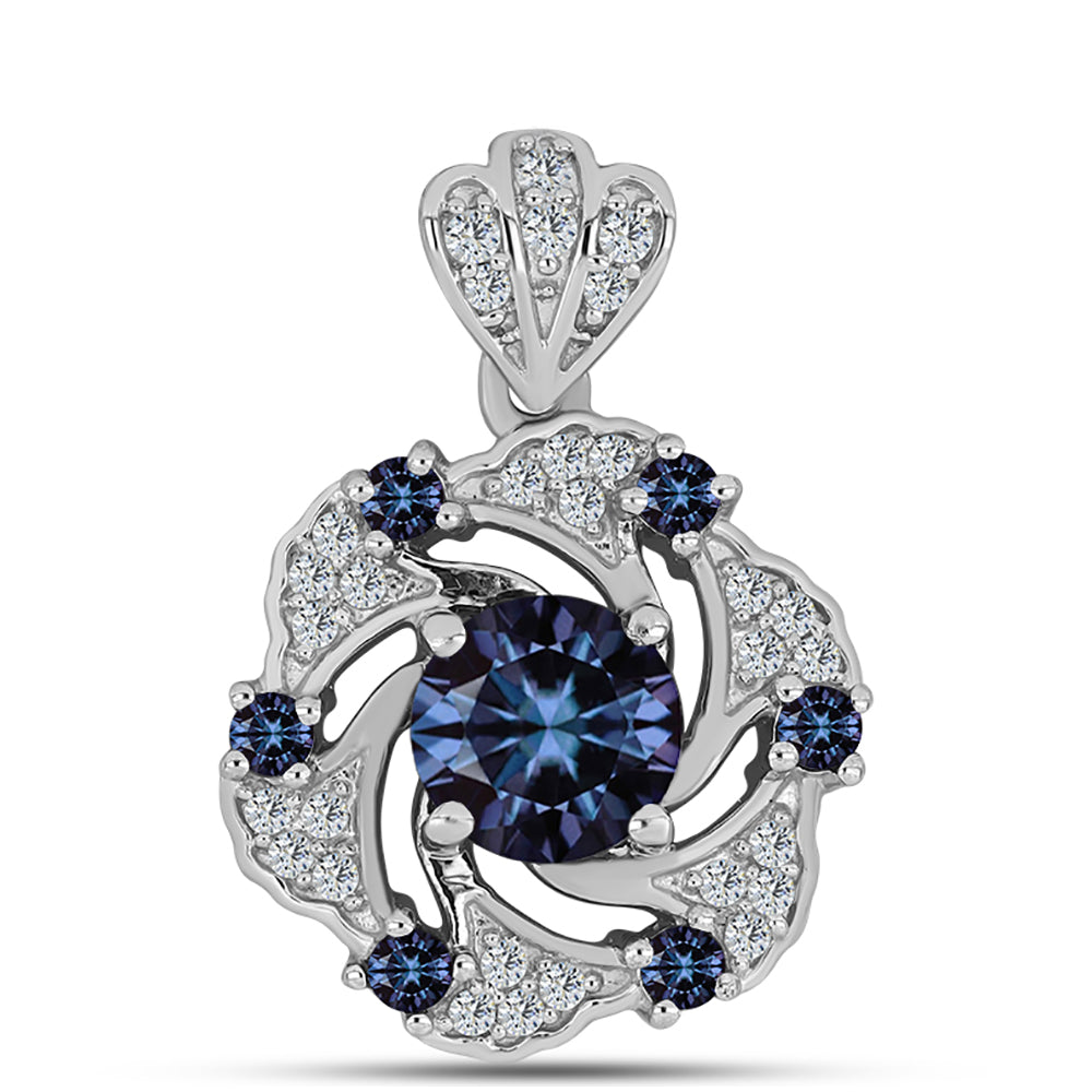 Pandantiv din Argint 925 ( 2.07 grame ) cu Moissanite Violet Imperial și Topaz Alb 1.39 Carate