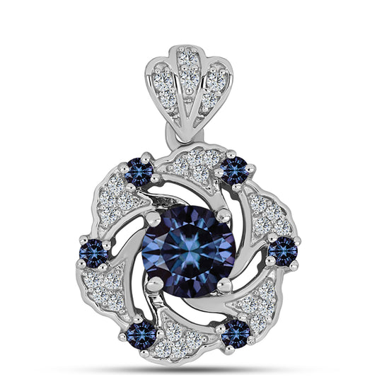 Pandantiv din Argint 925 ( 2.07 grame ) cu Moissanite Violet Imperial și Topaz Alb 1.39 Carate