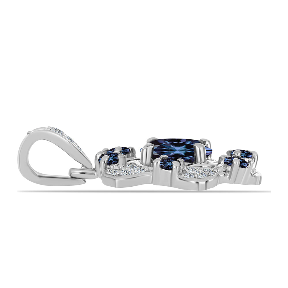 Pandantiv din Argint 925 ( 2.07 grame ) cu Moissanite Violet Imperial și Topaz Alb 1.39 Carate 2 