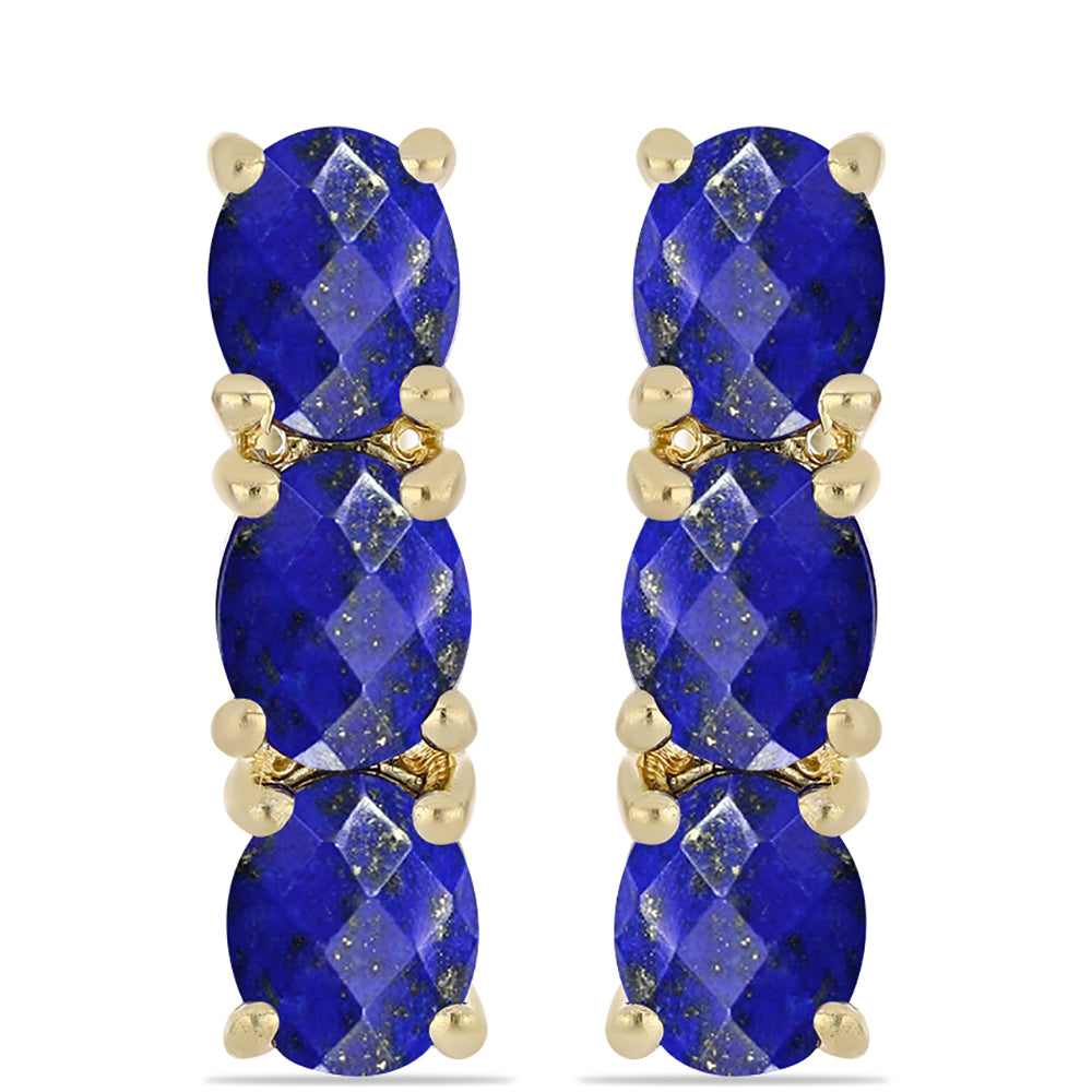 Cercei din Argint 925 Placat cu Aur ( 3.14 grame ) cu Lapis Lazuli 2.16 Carate