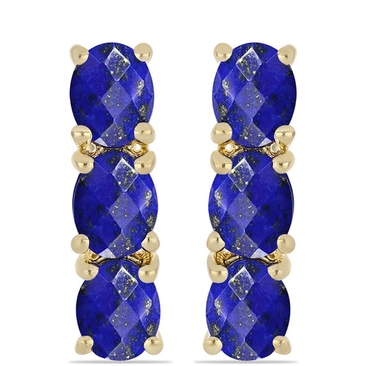 Cercei din Argint 925 Placat cu Aur ( 3.14 grame ) cu Lapis Lazuli 2.16 Carate