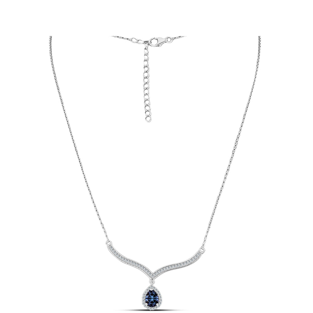 Colier din Argint 925 ( 5.4 grame ) cu Moissanite Violet Imperial și Topaz Alb 1.6 Carate 1 