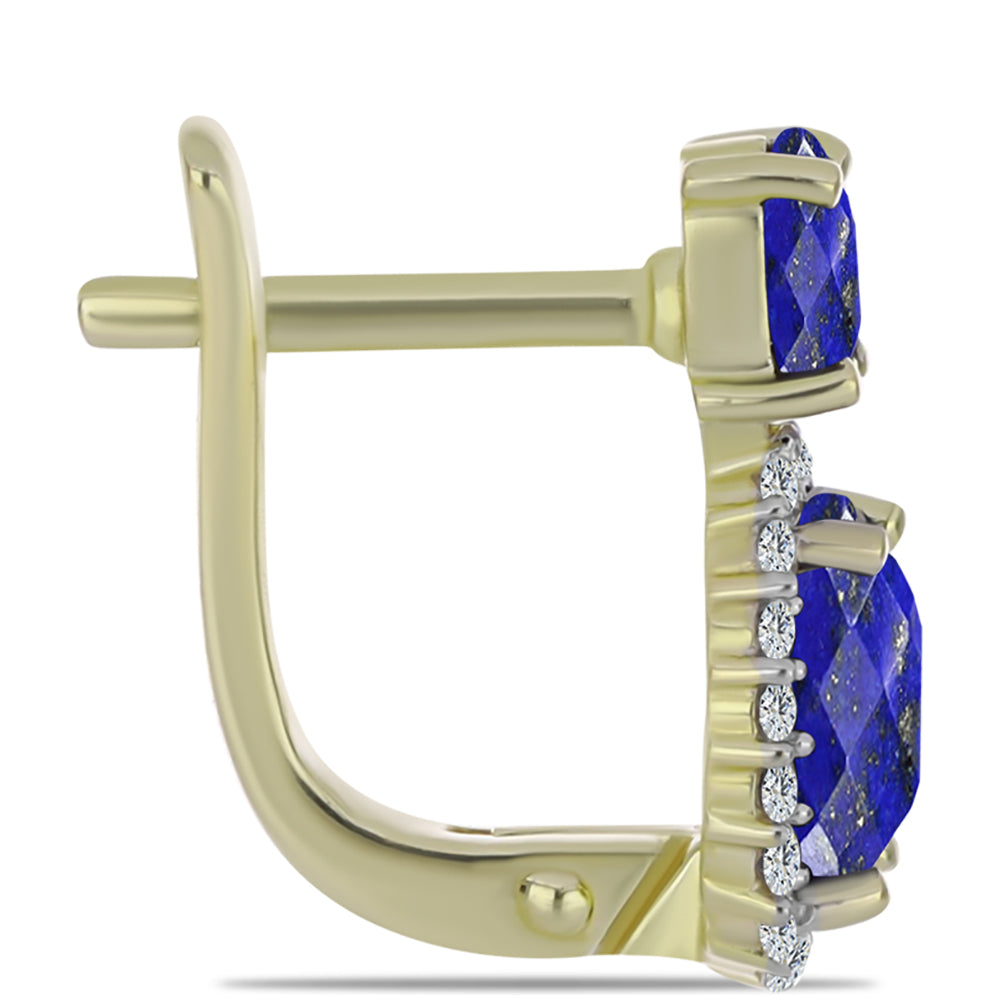 Cercei din Argint 925 Placat cu Aur ( 3.1 grame ) cu Lapis Lazuli și Topaz Alb 2.28 Carate 2 