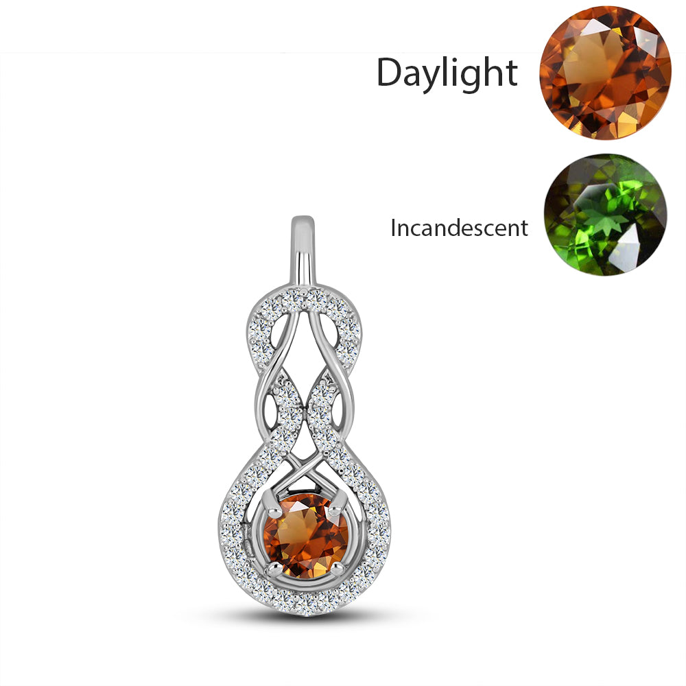 Pandantiv din Argint 925 ( 1.77 grame ) cu Zultanit Anatolian Certificat cultivat în laborator și Topaz Alb 0.86 Carate