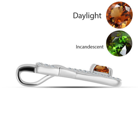 Pandantiv din Argint 925 ( 1.77 grame ) cu Zultanit Anatolian Certificat cultivat în laborator și Topaz Alb 0.86 Carate