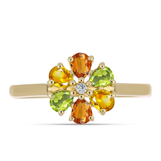 Inel din Argint 925 Placat cu Aur ( 2.14 grame ) cu Safir Curcubeu și Topaz Alb 1.16 Carate