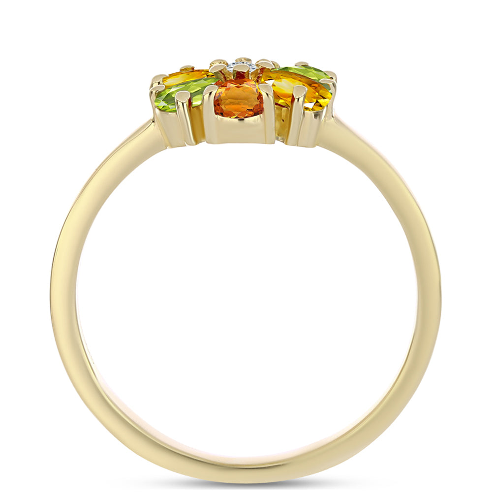 Inel din Argint 925 Placat cu Aur ( 2.14 grame ) cu Safir Curcubeu și Topaz Alb 1.16 Carate