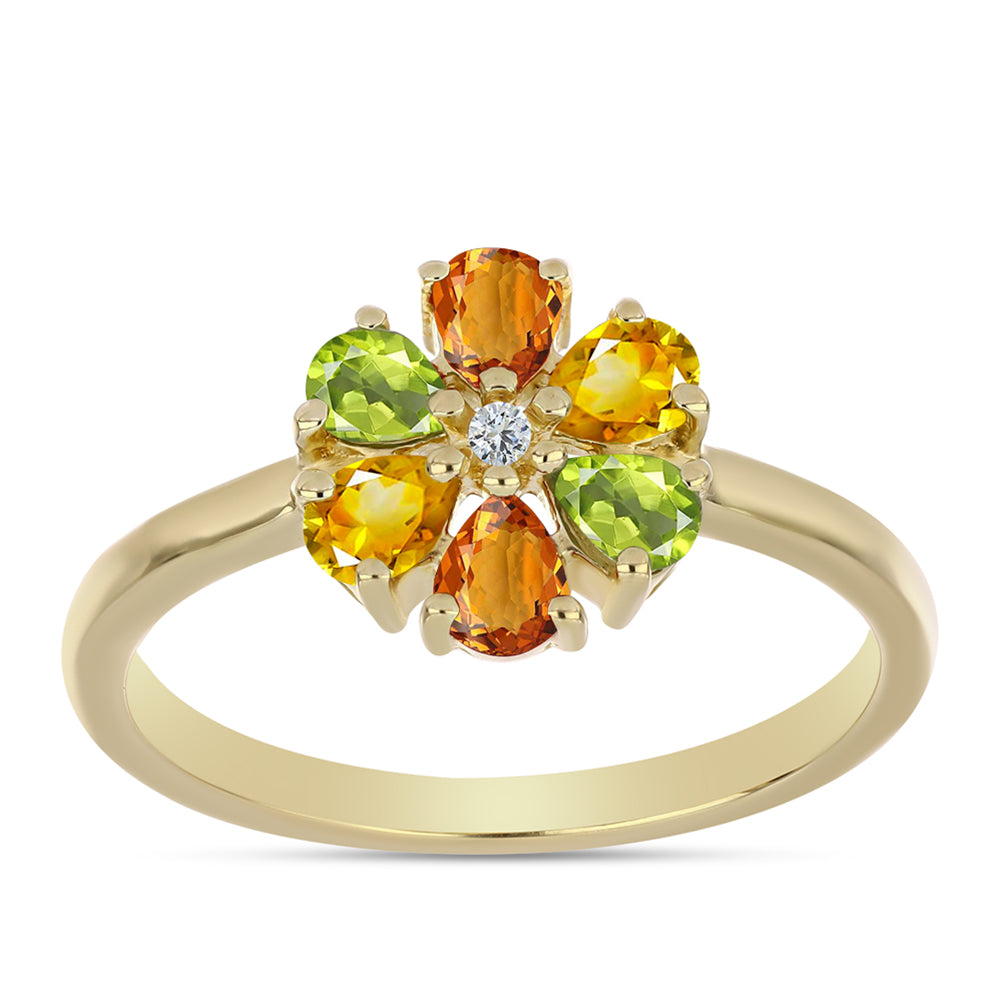 Inel din Argint 925 Placat cu Aur ( 2.14 grame ) cu Safir Curcubeu și Topaz Alb 1.16 Carate