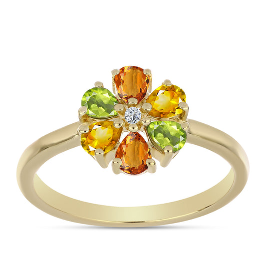 Inel din Argint 925 Placat cu Aur ( 2.14 grame ) cu Safir Curcubeu și Topaz Alb 1.16 Carate