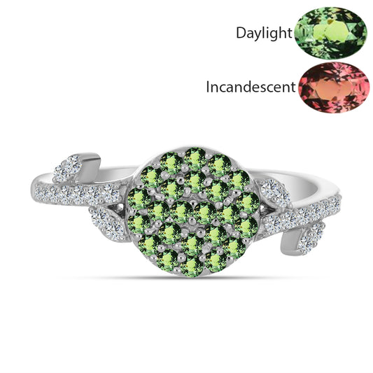 Inel din Argint 925 ( 2.81 grame ) cu Alexandrit Natural și Topaz Alb 0.63 Carate