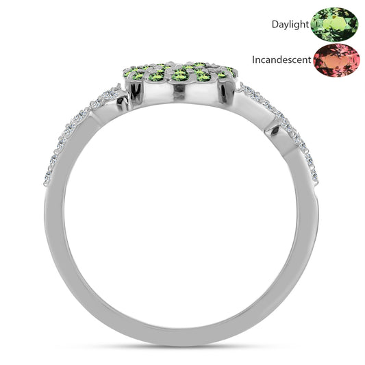 Inel din Argint 925 ( 2.81 grame ) cu Alexandrit Natural și Topaz Alb 0.63 Carate