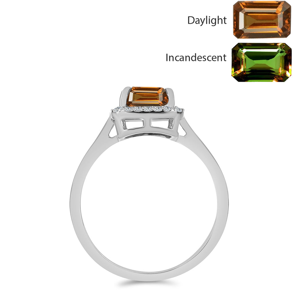 Inel din Argint 925 ( 2.19 grame ) cu Zultanit Anatolian Certificat cultivat în laborator și Topaz Alb 2.17 Carate 2 