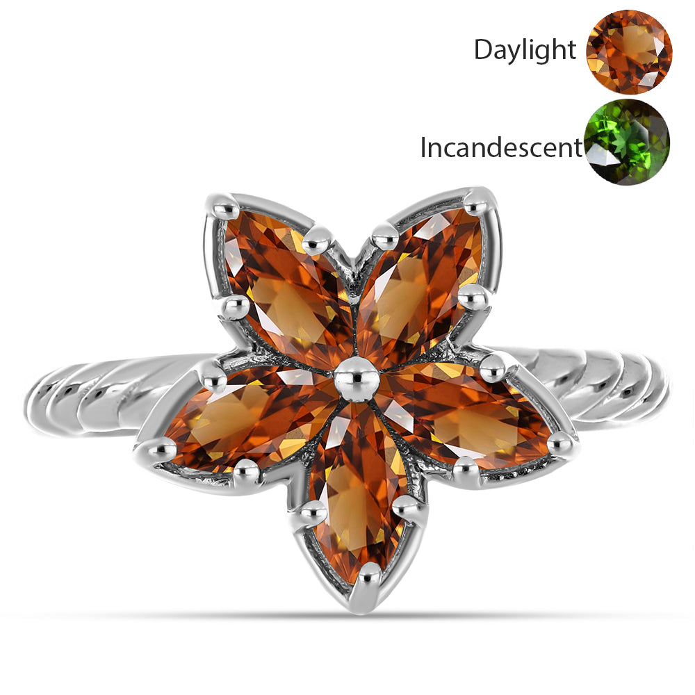 Inel din Argint 925 ( 2.57 grame ) cu Zultanit Anatolian Certificat cultivat în laborator 1.5 Carate 1 