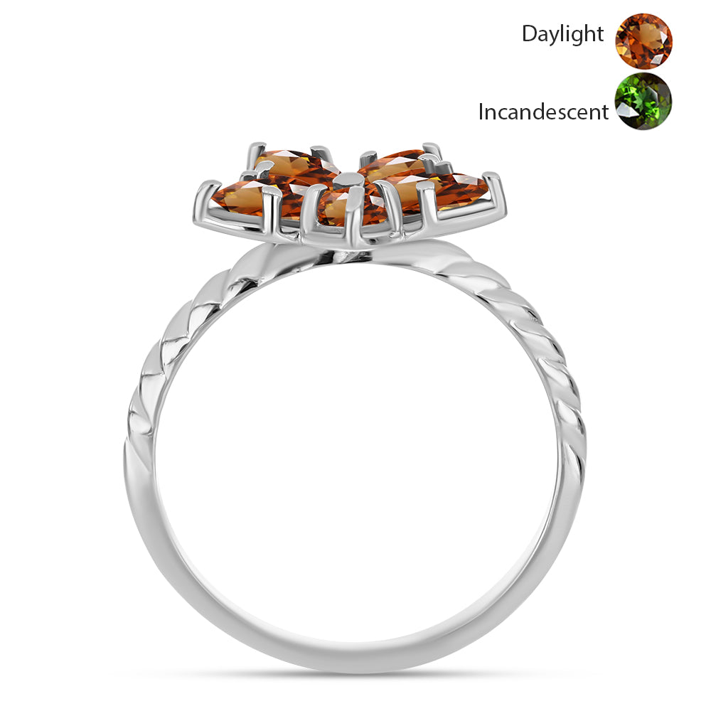 Inel din Argint 925 ( 2.57 grame ) cu Zultanit Anatolian Certificat cultivat în laborator 1.5 Carate 2 