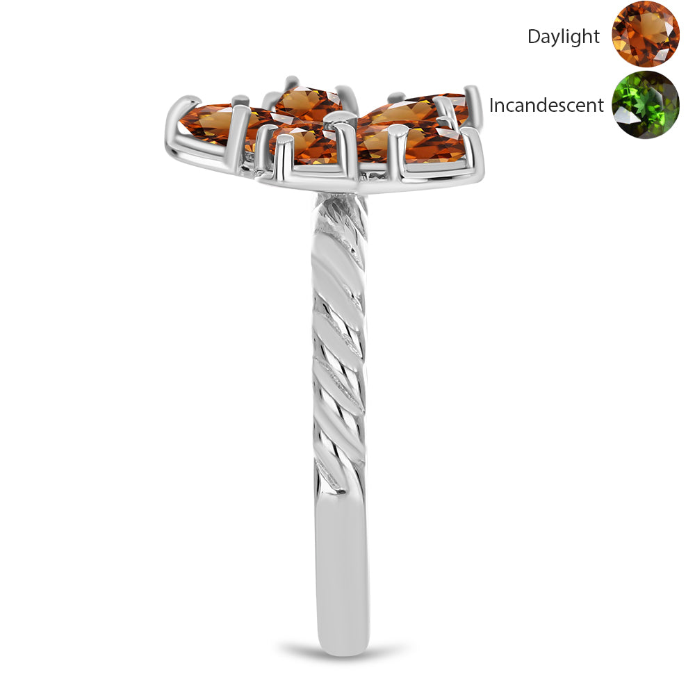 Inel din Argint 925 ( 2.57 grame ) cu Zultanit Anatolian Certificat cultivat în laborator 1.5 Carate 4 