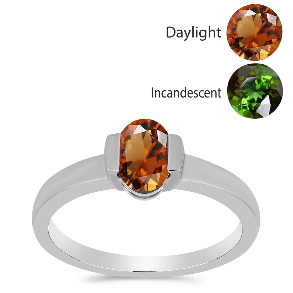 Inel din Argint 925 ( 2.25 grame ) cu Zultanit Anatolian Certificat cultivat în laborator 0.9 Carate