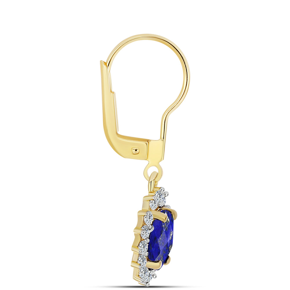 Cercei din Argint 925 Placat cu Aur ( 2.1 grame ) cu Lapis Lazuli și Topaz Alb 2.07 Carate 2 