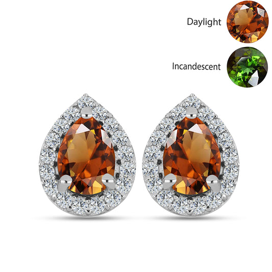 Cercei din Argint 925 ( 1.93 grame ) cu Zultanit Anatolian Certificat cultivat în laborator și Topaz Alb 1.97 Carate