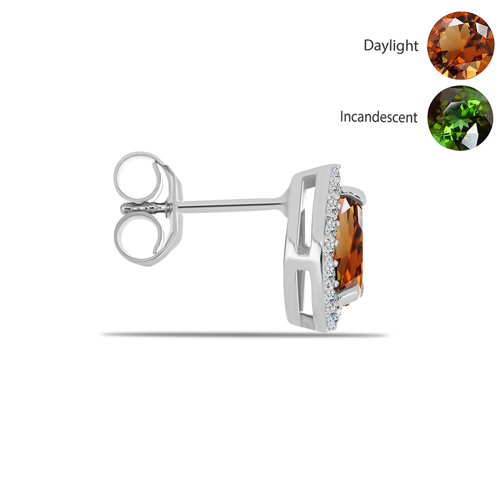 Cercei din Argint 925 ( 1.93 grame ) cu Zultanit Anatolian Certificat cultivat în laborator și Topaz Alb 1.97 Carate 2 