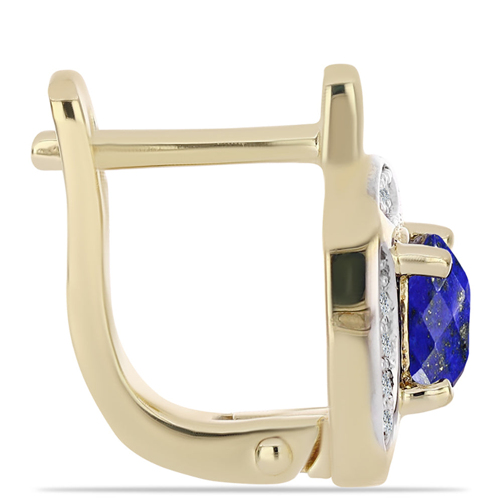 Cercei din Argint 925 Placat cu Aur ( 4.64 grame ) cu Lapis Lazuli și Topaz Alb 1.11 Carate 2 