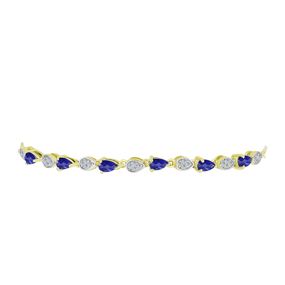Brățară din Argint 925 Placat cu Aur ( 4.56 grame ) cu Lapis Lazuli și Topaz Alb 1.58 Carate