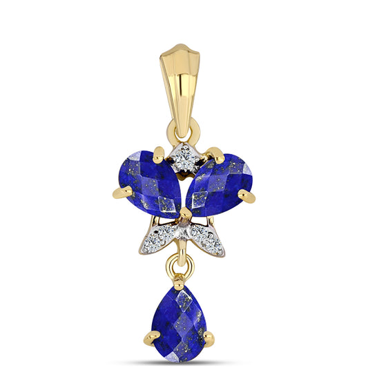 Pandantiv din Argint 925 Placat cu Aur ( 1.14 grame ) cu Lapis Lazuli și Topaz Alb 1.41 Carate
