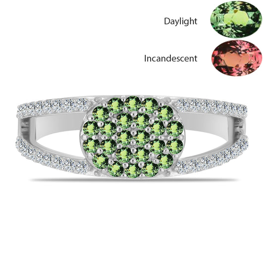 Inel din Argint 925 ( 3.1 grame ) cu Alexandrit Natural și Topaz Alb 0.78 Carate