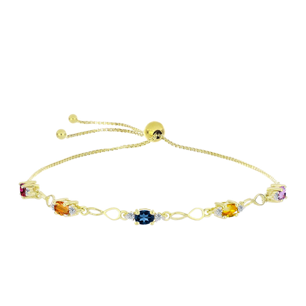 Brățară din Argint 925 Placat cu Aur ( 3.61 grame ) cu Safir Curcubeu și Topaz Alb 1.35 Carate 1 