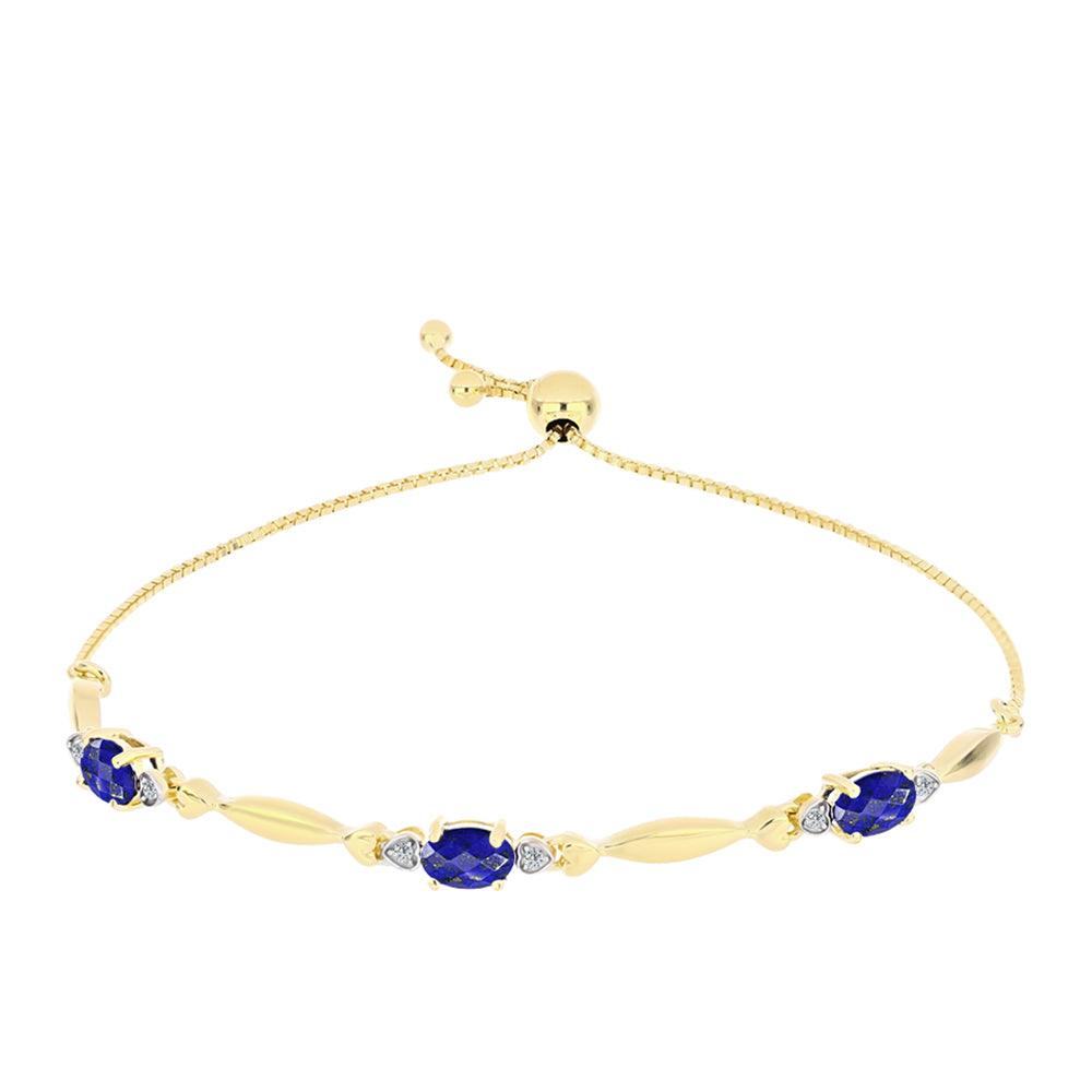 Brățară din Argint 925 Placat cu Aur ( 4.38 grame ) cu Lapis Lazuli și Topaz Alb 1.43 Carate 1 
