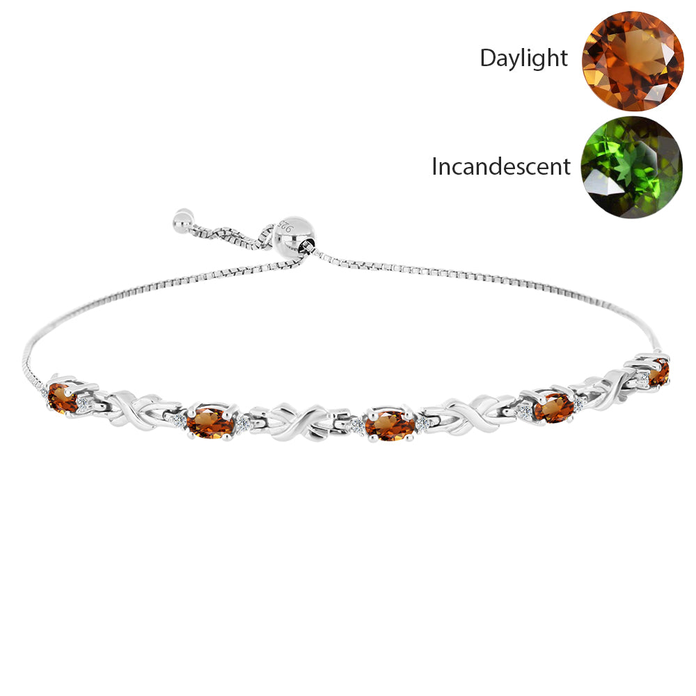 Brățară din Argint 925 ( 5.33 grame ) cu Zultanit Anatolian Certificat cultivat în laborator și Topaz Alb 1.57 Carate 1 