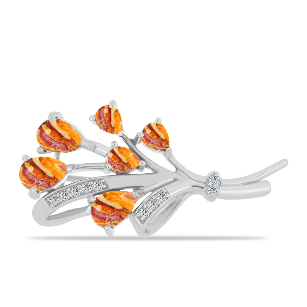 Broşă din Argint 925 ( 3.35 grame ) cu Jaspul "Lion's Paw" și Topaz Alb 1.79 Carate 1 