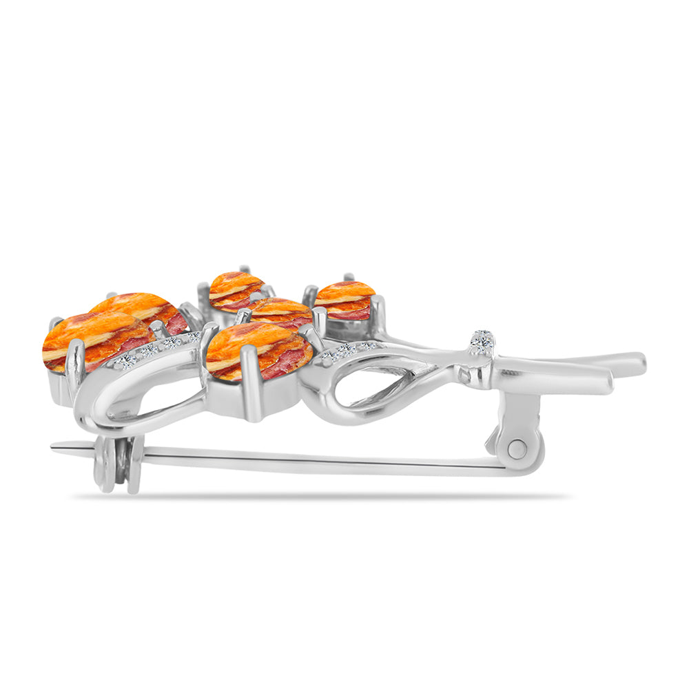 Broşă din Argint 925 ( 3.35 grame ) cu Jaspul "Lion's Paw" și Topaz Alb 1.79 Carate 2 